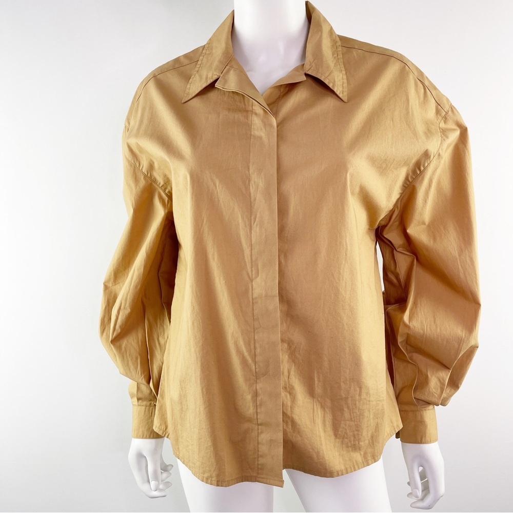 lisadnyc for The Drop Beige Long Sleeve Button Down Shirt Top Size S